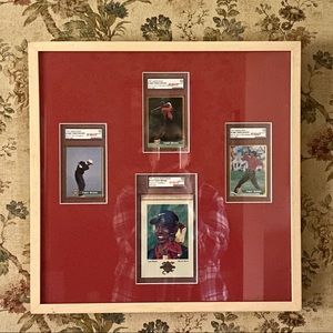Tiger Woods graded golf cards matted and framed